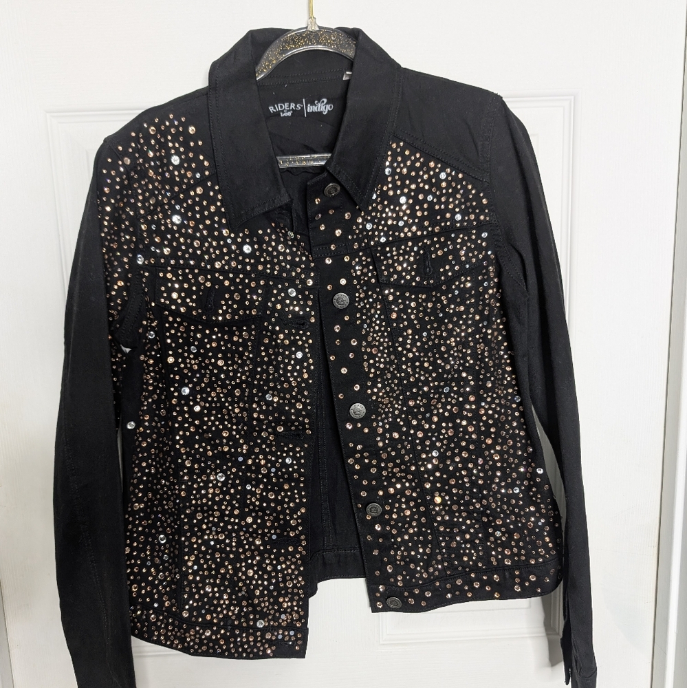 Riders by Lee Black Rhinestone Embelished Denim Jacket